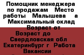 Помощник менеджера по продажам › Место работы ­ Малышева,85 а › Максимальный оклад ­ 20 000 › Возраст от ­ 18 › Возраст до ­ 35 - Свердловская обл., Екатеринбург г. Работа » Вакансии   . Свердловская обл.,Екатеринбург г.